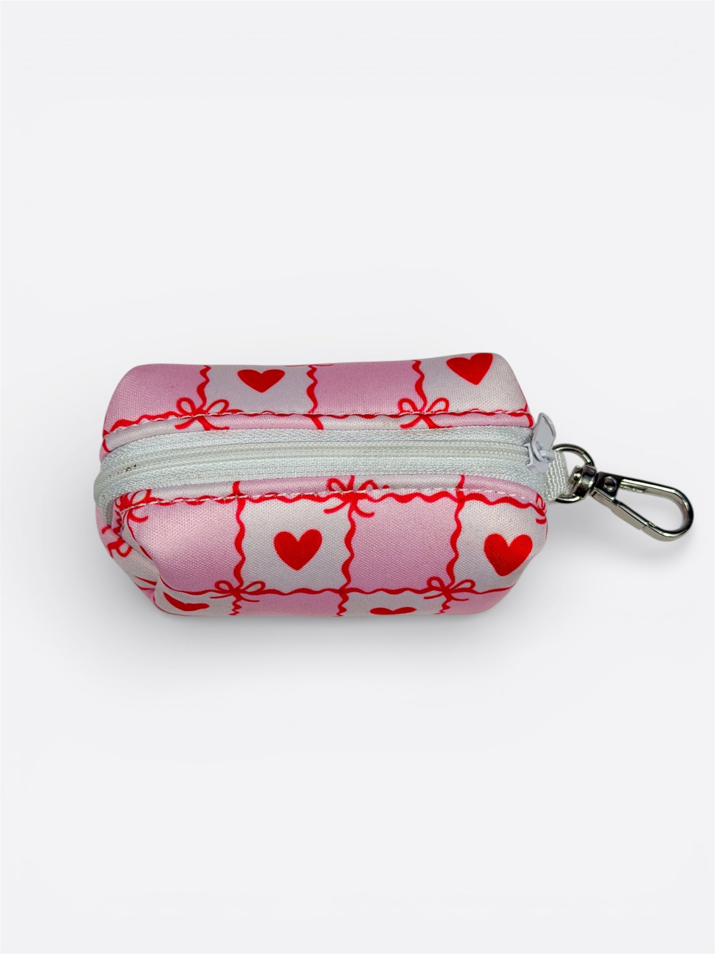 Pink Chequered Hearts Poo Bag Holder