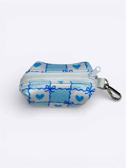 Blue Chequered Hearts Poo Bag Holder