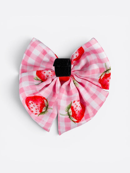 Strawberry Gingham Bow Tie