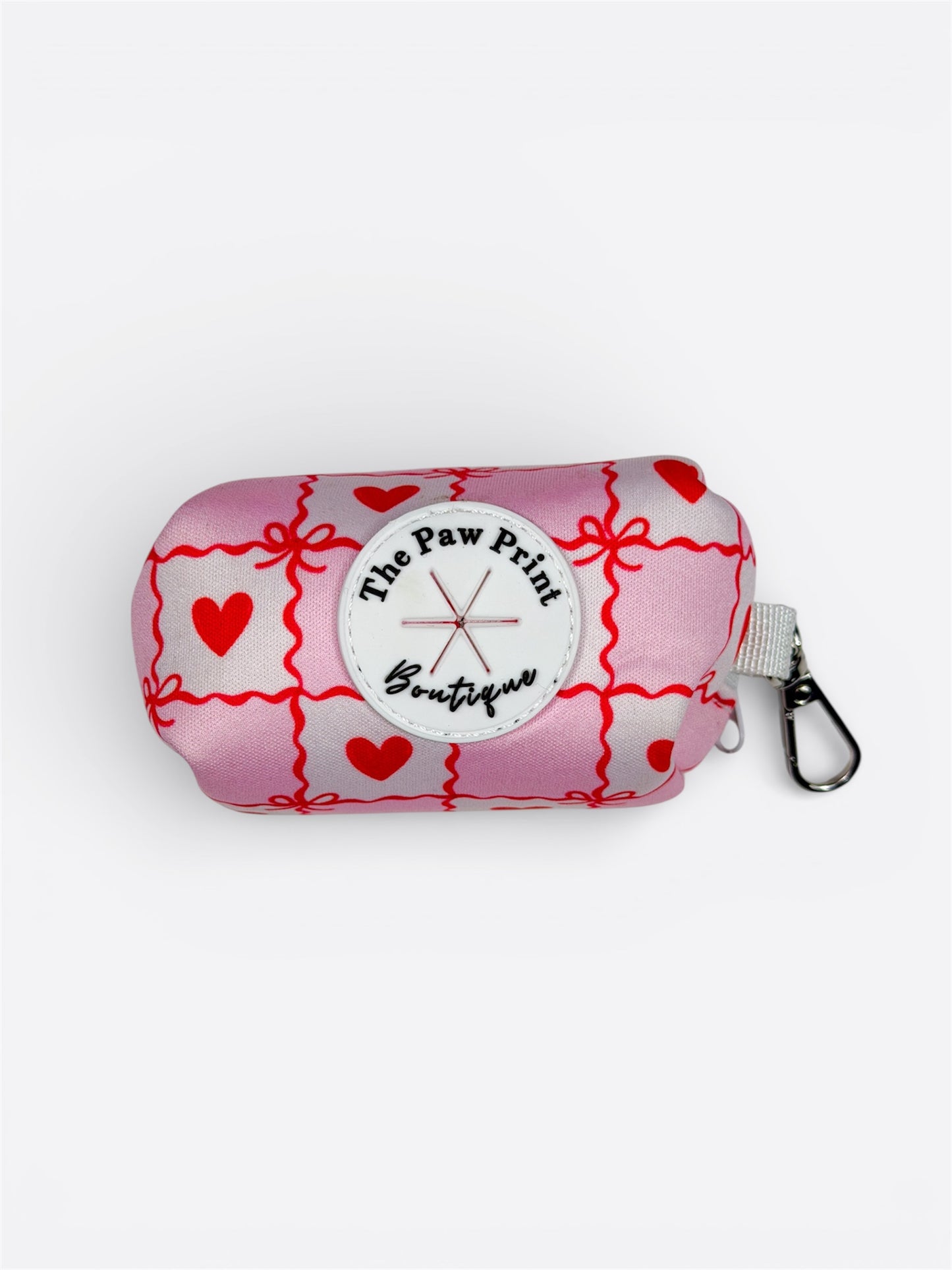 Pink Chequered Hearts Poo Bag Holder
