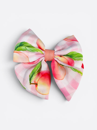 Peach Gingham Bow Tie