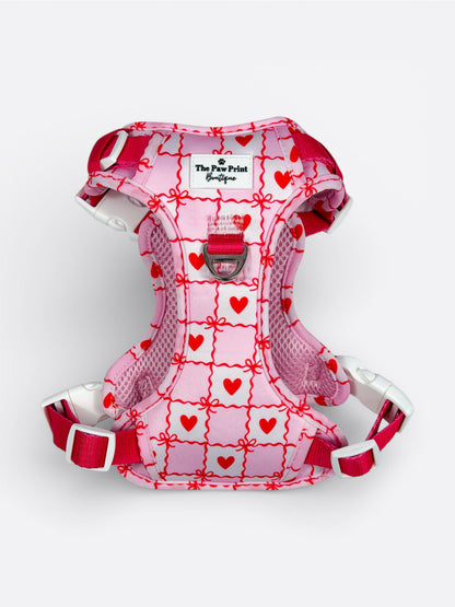 Pink Chequered Hearts Adventure Paws Harness