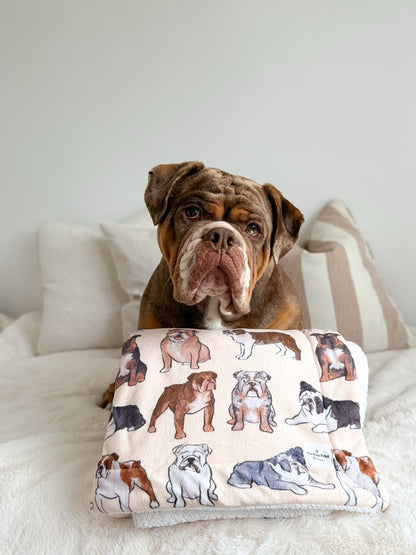 Bulldog Dog Blanket