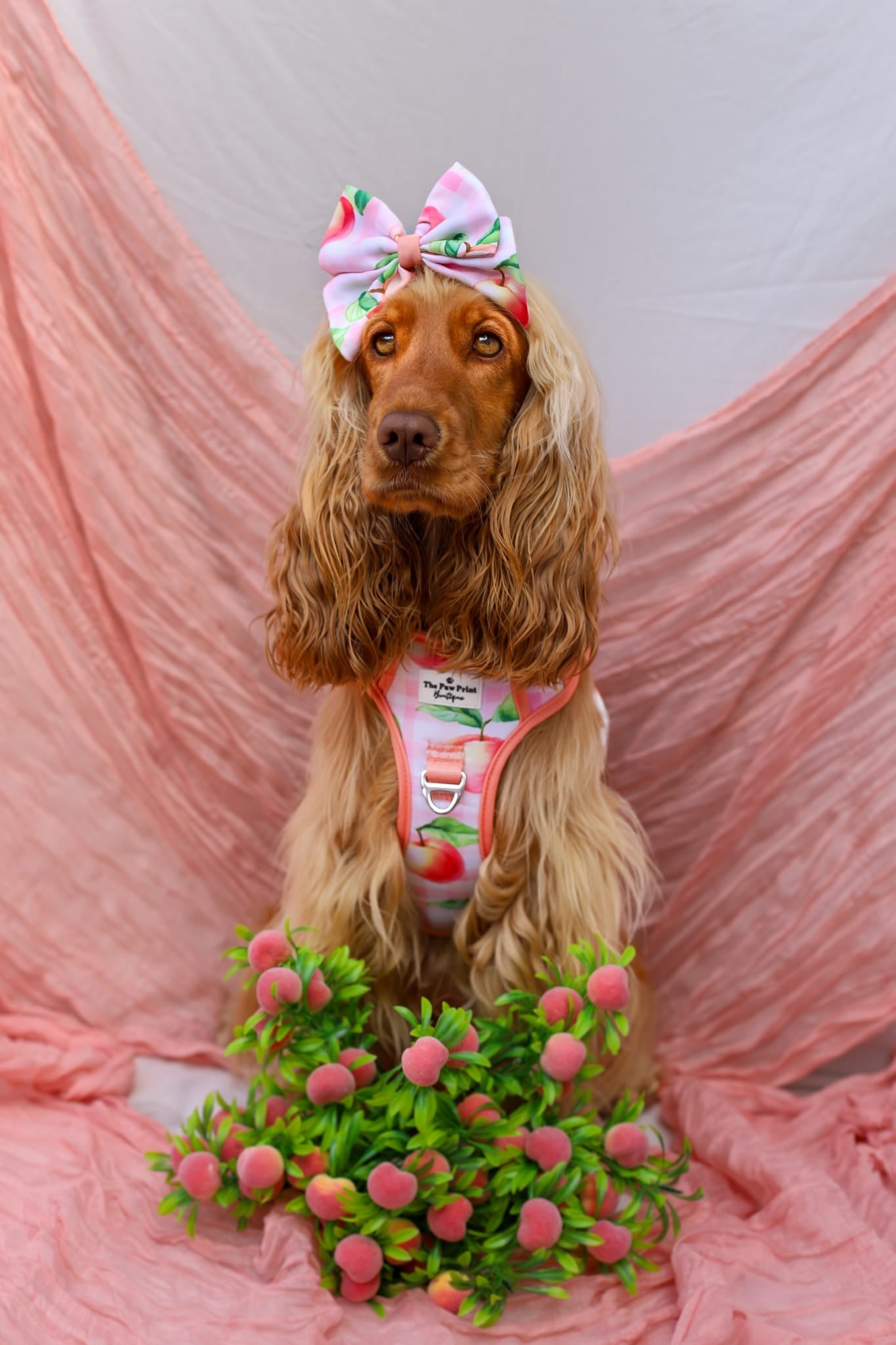 Peach Gingham Bow Tie