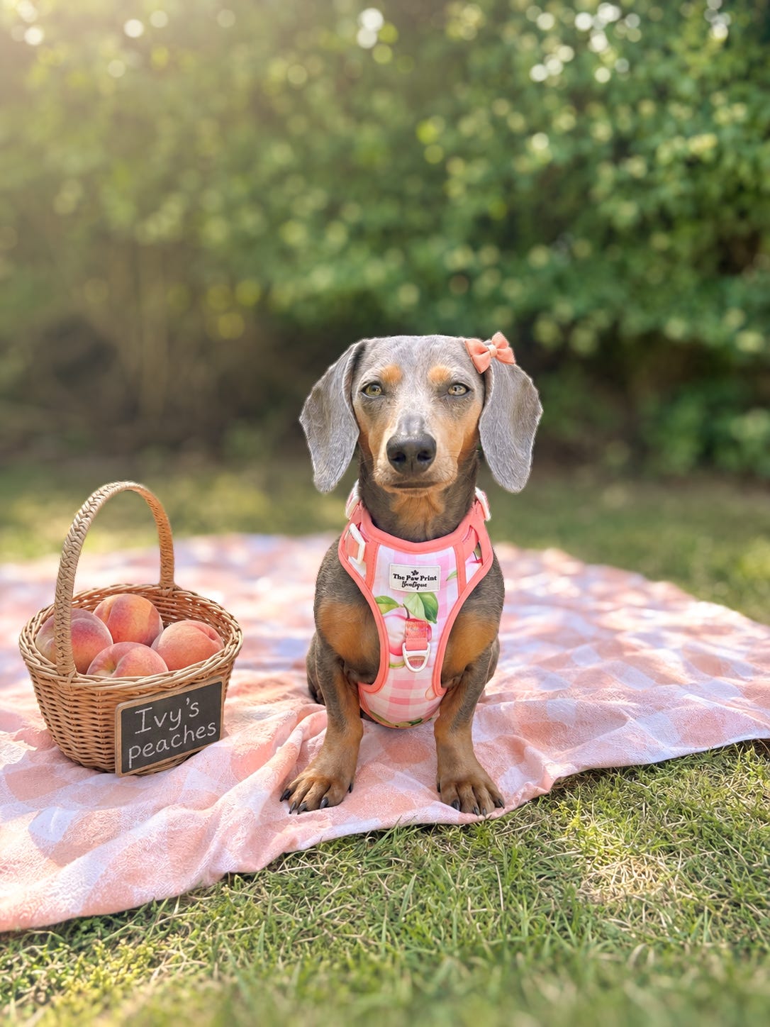 Peach Gingham Adventure Paws Harness